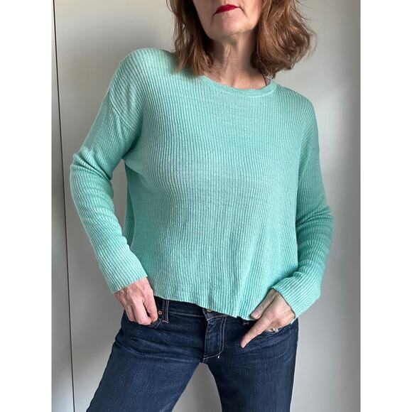 Womens Organic Linen Lightweight Sweater Eileen Fisher Size Sm Cropped - Picture 1 of 10